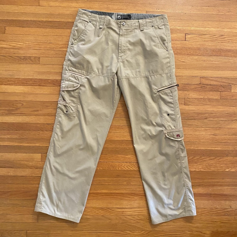 Micros Pants Mens 36x32 Khaki Cargo Utility Multi Pocket Outdoor Zip Flap Trail
